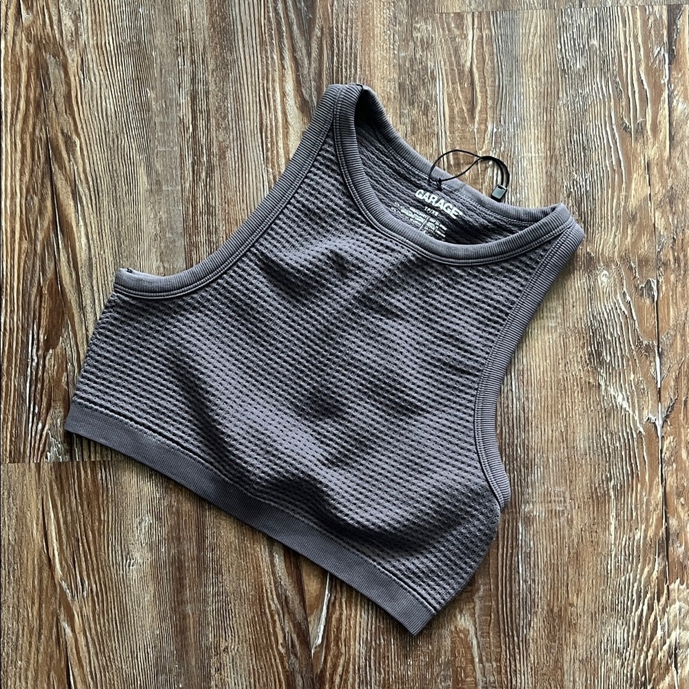 Garage Waffle Knit Minimalist Cropped Tank Top